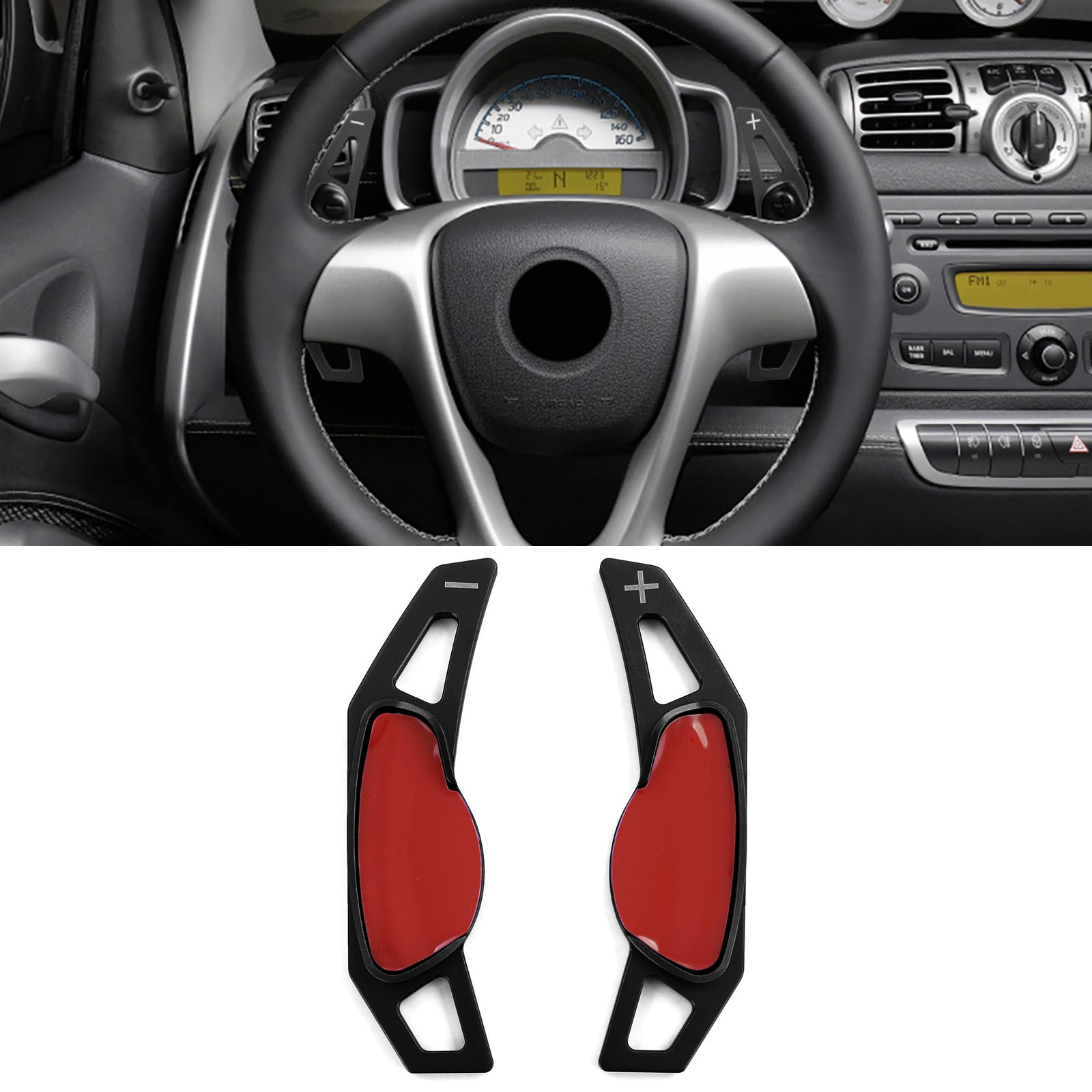 Palette Cambio Alluminio Nero Smart ForFour 453 14-18 | Estensioni Volante
