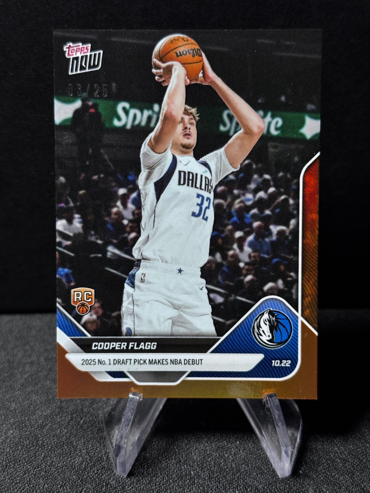 2025-26 Topps Now Cooper Flagg NBA Debut Rookie Orange 03/25 #6 RC Mavericks
