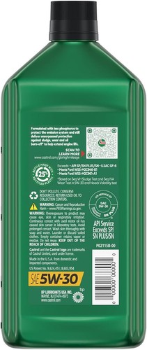 GTX High Mileage 5W-30 Synthetic Blend Motor Oil - 6 Quart Pack for Longevity - Picture 5 of 12