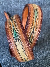 VINTAGE WESTERN LEATHER HORSEHAIR BELT WITH BRAIDED BUCKLE SIZE 36