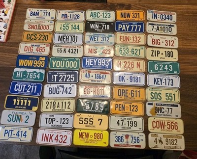 Vintage 1979 Post Cereal  Miniature Bike State Metal License Plate signs ALL 50 