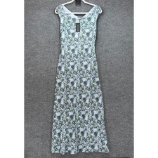 Faithfull The Brand Maxi Dress Womens Medium Blue Floral Linen Sleeveless NEW