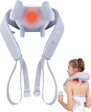 Electric Shiatsu Back and Neck Massager, Cordless Shoulder Massager with Heat, D