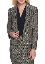 NEW KASPER BLACK BEIGE STRIPES CAREER JACKET BLAZER SIZE 16 129