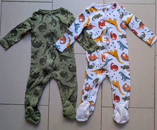 2 Pack Unisex Baby 18-24 Months Dinosaur Animal Print Footed Zip Babygrows