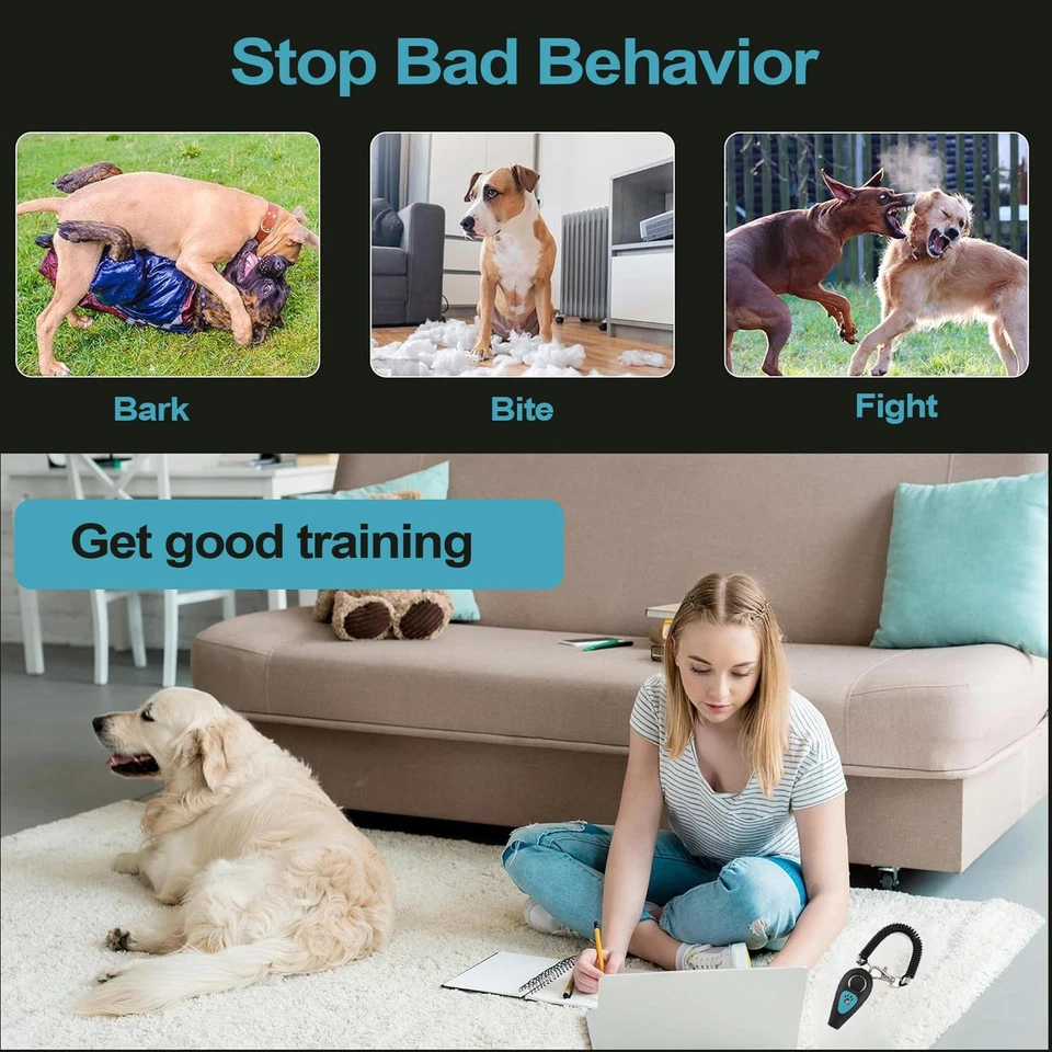 PACK 2 Clicker de Entrenamiento para Perros 2 en 1 Clicker para Mascotas y Silbato Comportamiento Entrenador Ayuda  Foto 4 de 4
