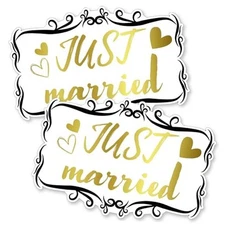  Decorative Car Magnet for Honeymoon or Wedding, Just Married, 14 x 9.5-Inch, 