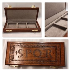 Wooden SPQR Coin Box Case for Roman Coins, Including Certified, Color D...