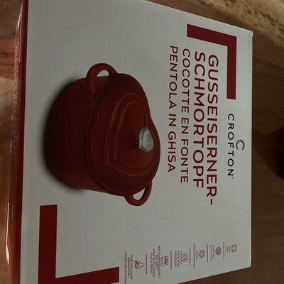 Crofton Schmortopf Gusseisen Herzform Rot 1,9L NEU