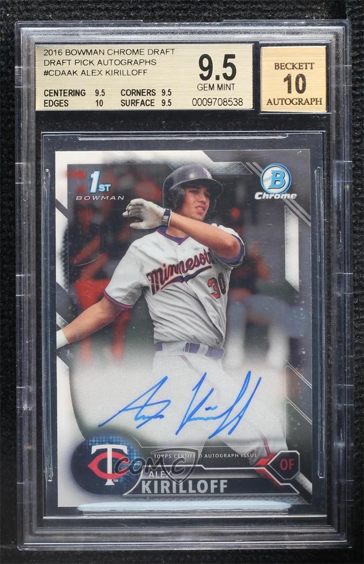2016 Bowman Draft Chrome Pick Alex Kirilloff #CDA-AK BGS 9.5 GEM MINT Auto v9t