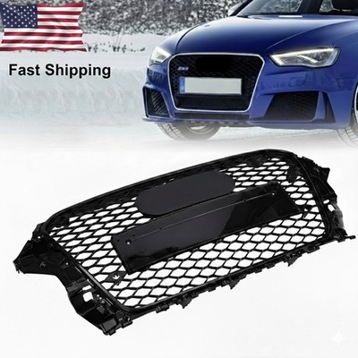 RS3 Style Front Honeycomb Grille for Audi A3 S3 8V 2013-2016 Gloss Black Mesh