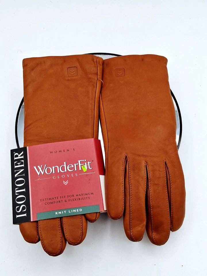 Guantes de cuero Isotoner WonderFit para mujer tejidos forrados talla M nuevos con etiquetas vintage Foto 4 de 4