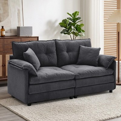 Korser Chenille 2-Seater Loveseat Cloud Sofa with Deep Seat and 2 Pillows