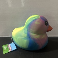Squeezy Tie Dye Rubber Duck Squishy Sensory Fidget Toy Multicolor Blue