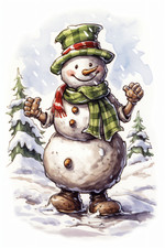 CHRISTMAS SNOWMAN CANVAS PRINT WALL ART READY TO HANG CA155