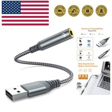 USB to 3.5mm Audio Jack Adapter, External Sound Card Converter Compatible wit...