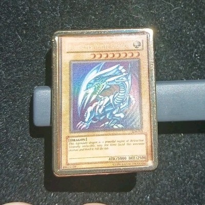 Yu Gi Oh Blue Eyes White Dragon Card Custom ENAMEL PIN 2002 1st Edition ATK DEF