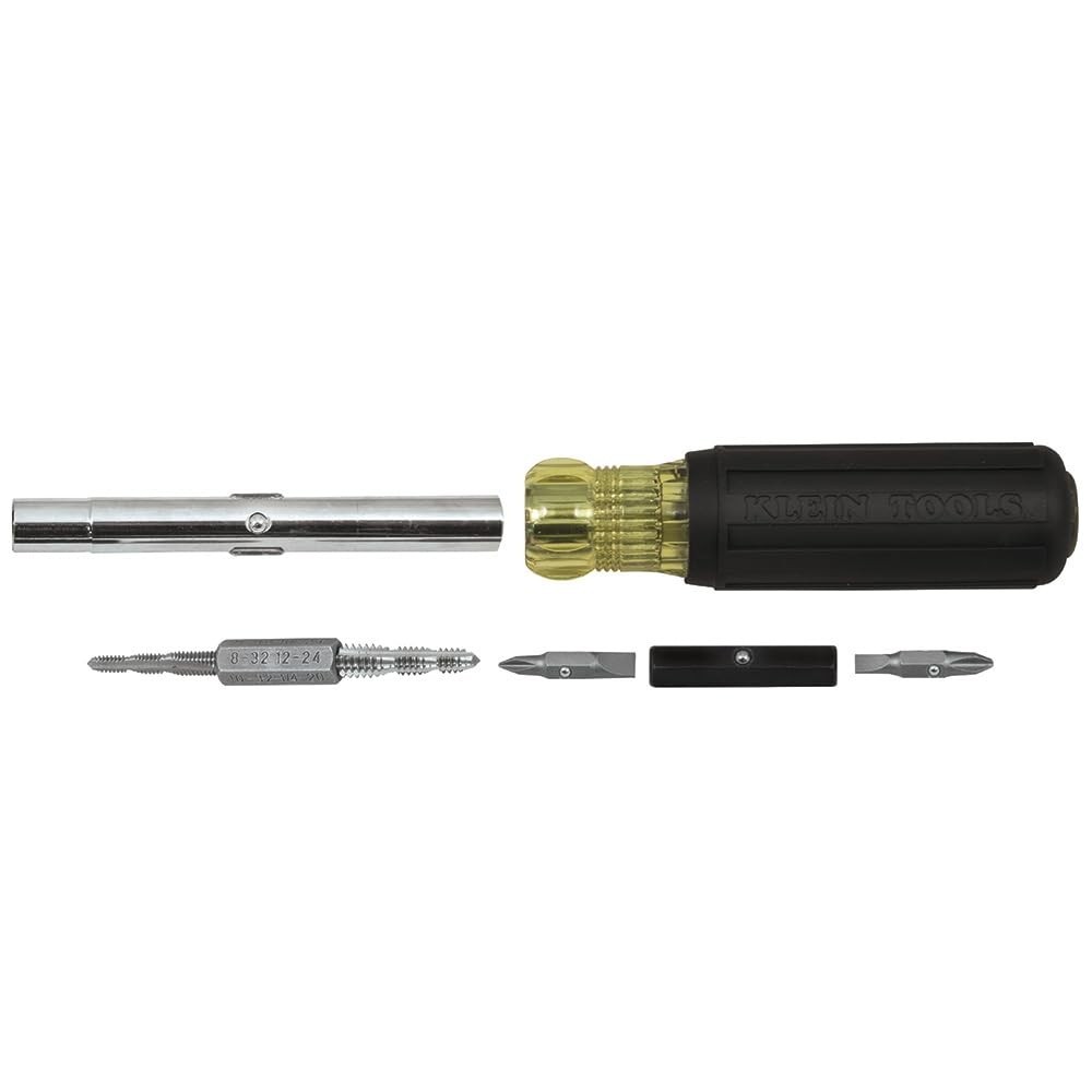 Klein Tools 32517 Multi-Bit Screwdriver / Tap Tool with 6 Common Tap Sizes, NEW