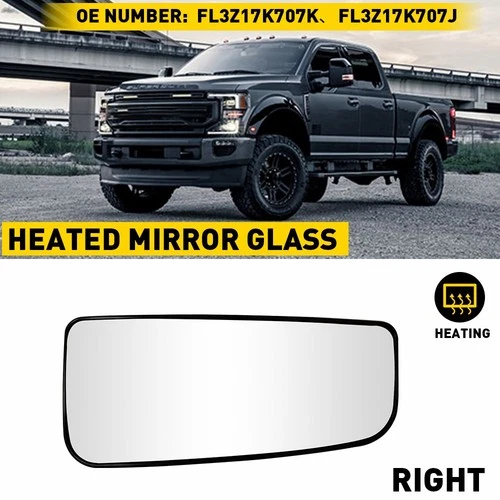 Mirror Glass Lower For 2017-2019 Ford F-250 Super Duty Passenger Right Side RH V
