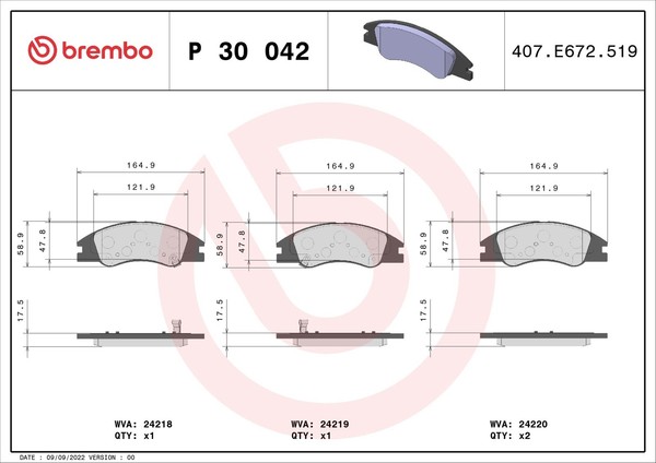 Bremsbelagsatz Scheibenbremse Prime Brembo P 30 042 FüR Cerato KIA LD 1 Crdi-image