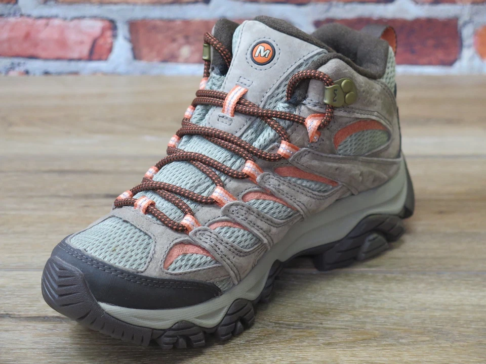 Bota de caminhada feminina Merrell Moab 3 média cabo elástico couro impermeável *J035848 - Imagem 3 de 4