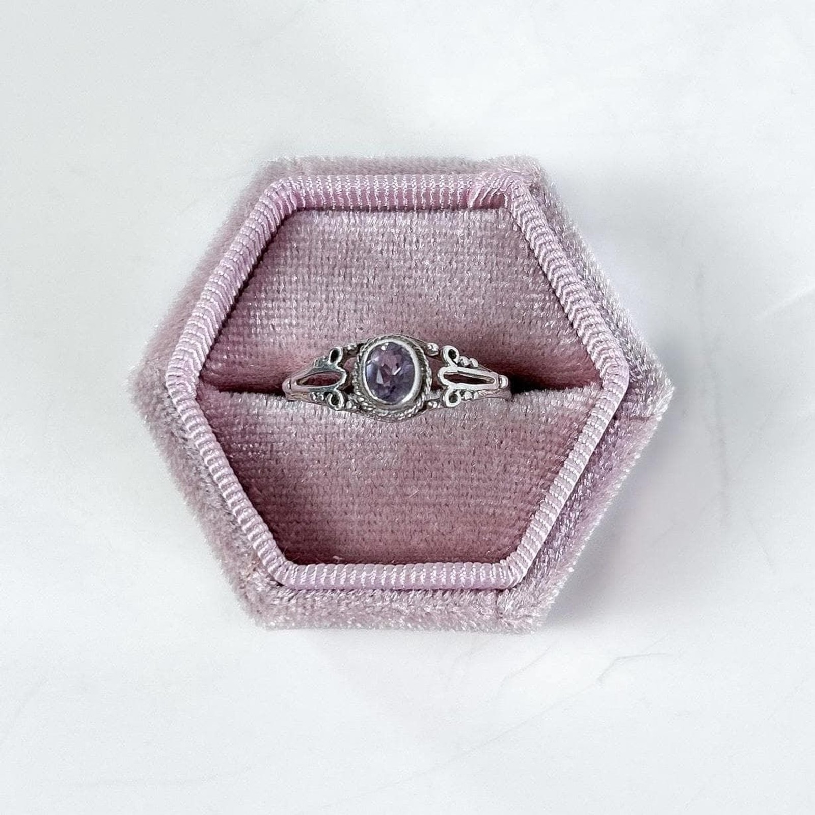 Dainty Violet Gemstone Stacking Ring, Vintage 925… - image 5