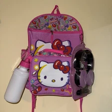 Backpack-Hello Kitty And Friends -Pink w/Lunch Bag 16" Whater BOTTLE +HEADPHONE
