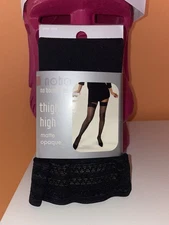 1 pr NOBO Matte Opaque -Thigh Highs - ONE SIZE - Black