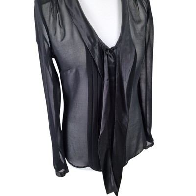 Coast transparente Satinbluse Seidenmischung UK 10 schwarz Damen neu mit Etikett UVP 75 £