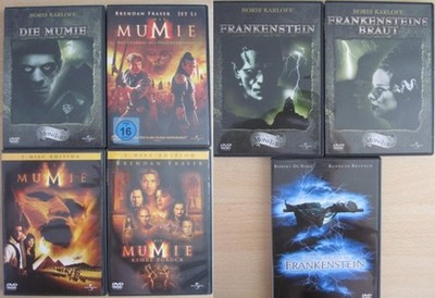 7 DVDs, 3x  Frankenstein  u. 4x  Die Mumie , neuwertig