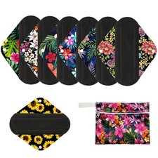 7pcs/Set Reusable Menstrual Pads Including 1pc Mini Wet Bag 6pcs Bamboo Char...