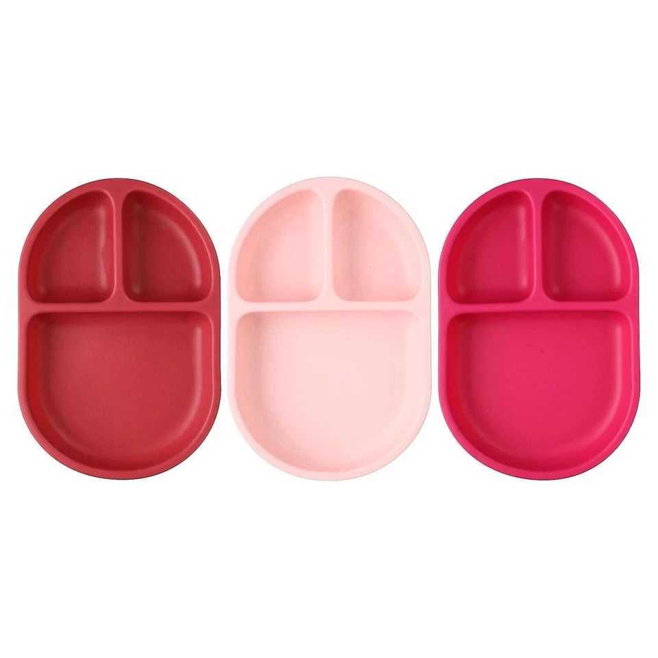 Juego de 3 platos irrompibles de silicona dividida para lavavajillas microondas... Foto 2 de 4