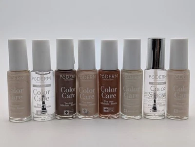 PODERM Color Strong Hardener or Color Care Tea Tree Nail Polish 8ml CHOOSE SHADE