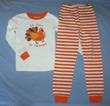Gymboree So Full of Thanks Turkey Thanksgiving Holiday Pajamas Gymmies Set 8 EUC
