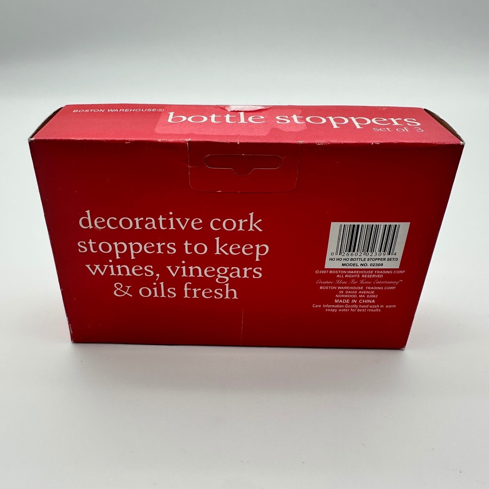 Boston Warehouse Christmas Bottle Stoppers Set of 3 - Santa, Original Box