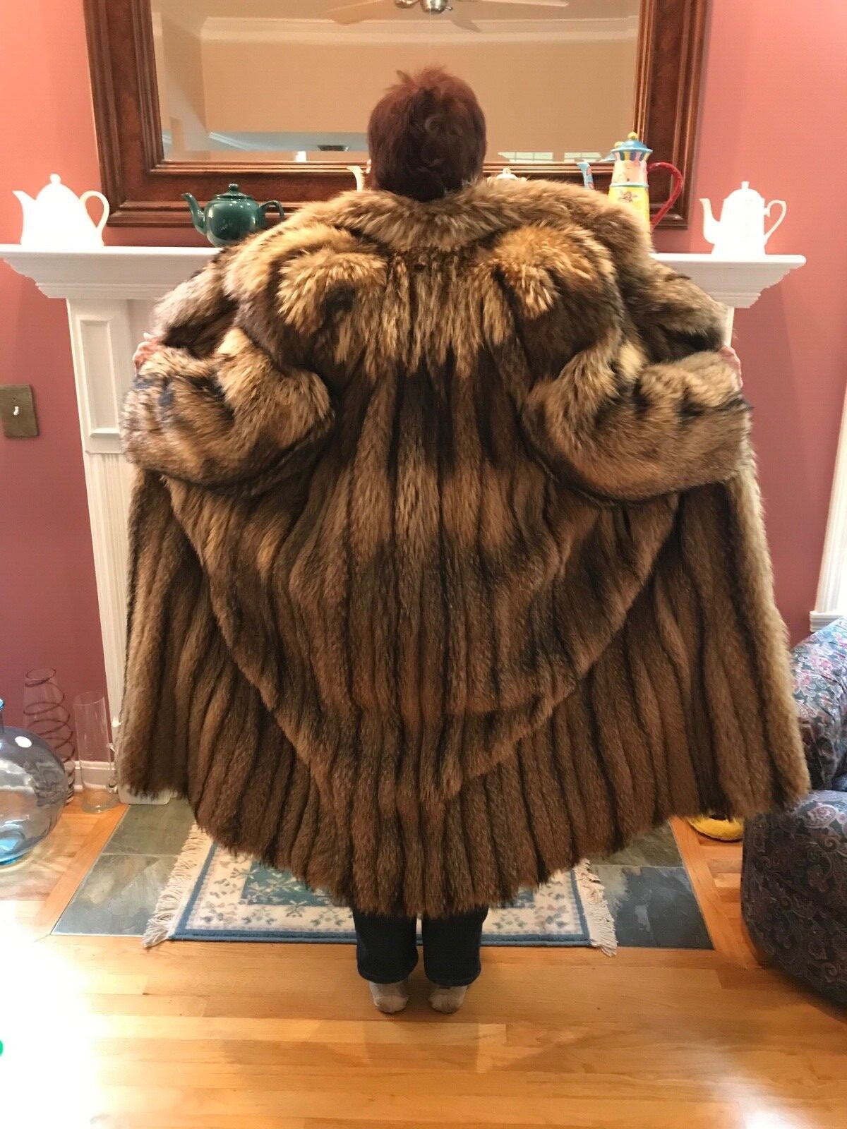Full Length Tanuki Raccoon Coat- Elegant & Warm - Gem