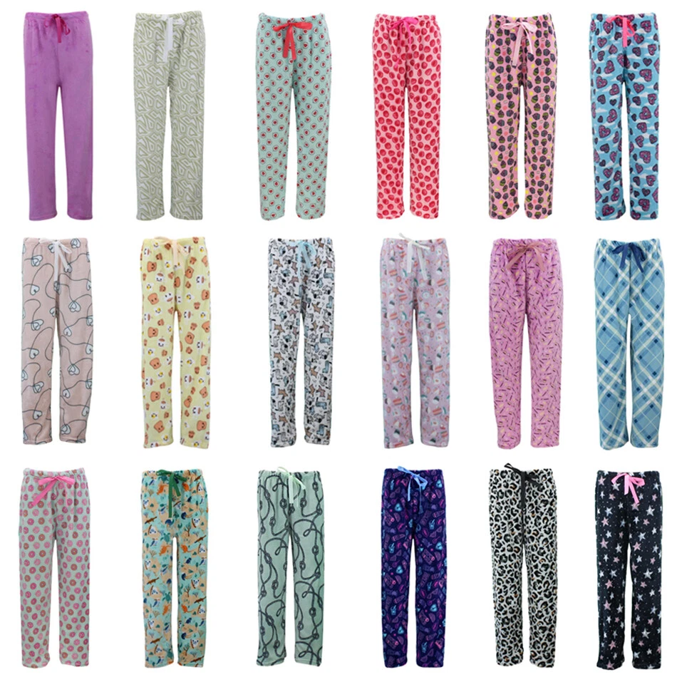 Women's Plush Fleece Pyjama Lounge Pants - Pink/Cupcakes