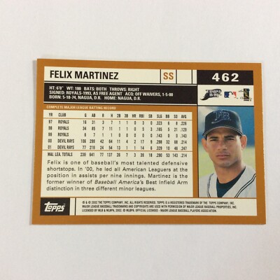 2002 Topps #462 Felix Martinez Tampa Bay Devil Rays | eBay
