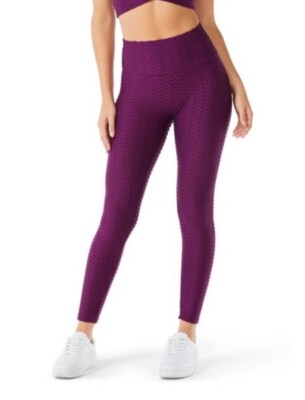 Sofia Active by Sofia Vergara Women's Textured Lifting Leggings Purple Size M