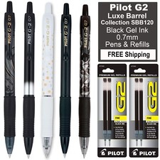 Pilot G2 07 Luxe Barrel Collection SBB120, Black Gel Ink 0.7 mm Pens Refills