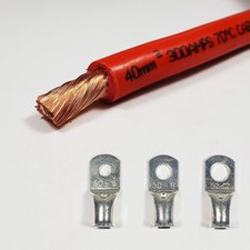 40mm2 Flexible PVC Battery Welding Cable Red 300 A Amps Copper Tube Lugs