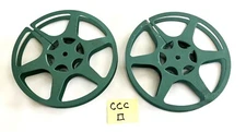2 -16mm  400'  EMPTY  METAL  FILM  REELS  TAYLOREEL  ( GREEN )   VERY  NICE