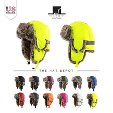 Trapper Hat - The Hat Depot  All Size Trooper Hat with Safety Reflective Aviator