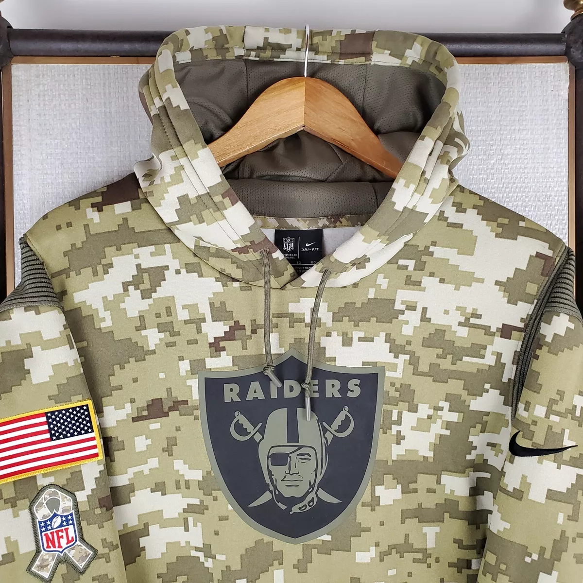 NIKE ON FIELD x RAIDERS Size XL Mens Digi Camouflage Hoodie Sweatshirt Army USA