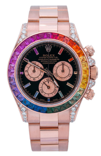 レコード LIZARD Rolex Daytona 40mm Rainbow Bezel Rainbow Dial Oyster Band - 116505