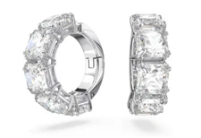 Swarovski - Matrix clip earrings - Square cut, White, Rhodium plated