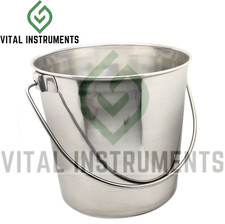 Bucket Pail 4 Qt Stainless Steel Dog Pup Kennel Farm Feed Rust Resistant