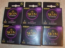 Lot of 6 3ct Lifestyles Skyn Elite Non Latex Condoms Ultra Thin Soft Lubricated
