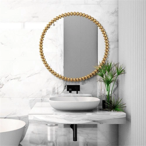 Uttermost Byzantine Round Contemporary Iron Metal and MDF Mirror in Gold - Picture 3 of 6