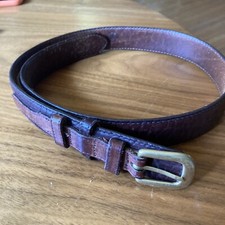 Eddie Bauer Belt Vintage Brown Leather Brass Buckle made in USA size:32
